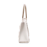 Women's Beige-White Casual Solid Tote Bag