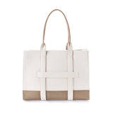 Women's Beige-White Casual Solid Tote Bag