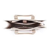 Women's Beige-White Casual Solid Tote Bag