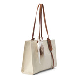 Women's Off White Casual Solid Tote Bag