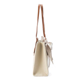 Women's Off White Casual Solid Tote Bag