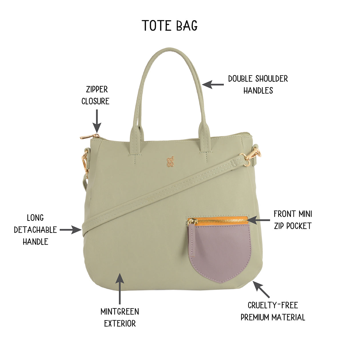 Women's Blocky Green Medium Tote Bag