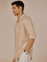 Men's Brown Casual Regular Fit Solid Full Sleeves Shirt