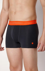 Men's Dark Grey Orange Mid-Rise Solid Trunk