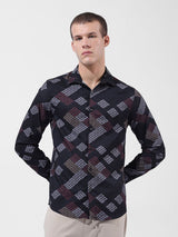 Men's Black Casual Printed Full Sleeves Shirt