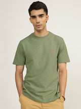 Men's Green Casual Regular Fit Solid Half Sleeves Tshirt