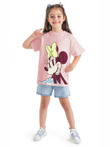 Girls Pink Casual Printed Oversized Fit Tshirt