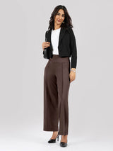 Women's Brown Formal Solid Pant