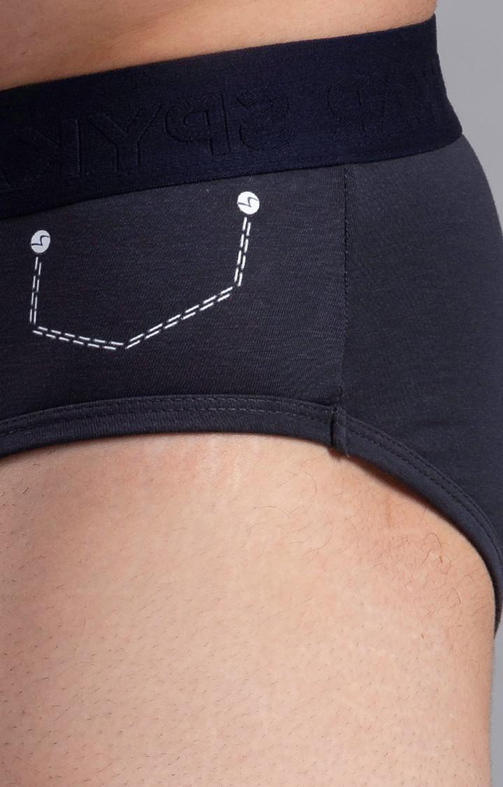 Men's Grey Mid-Rise Solid Brief