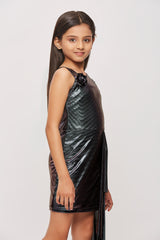 Girls Purple Party Bodycon Half Sleeves Dress