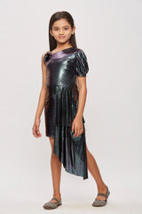 Girls Purple Party Bodycon Half Sleeves Dress