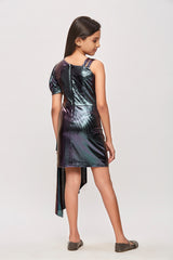 Girls Purple Party Bodycon Half Sleeves Dress