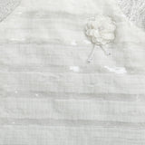 Girls Off White Party Bodycon Half Sleeves Flower Applique Dress