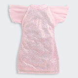 Girls Pink Party Half Sleeves Dress