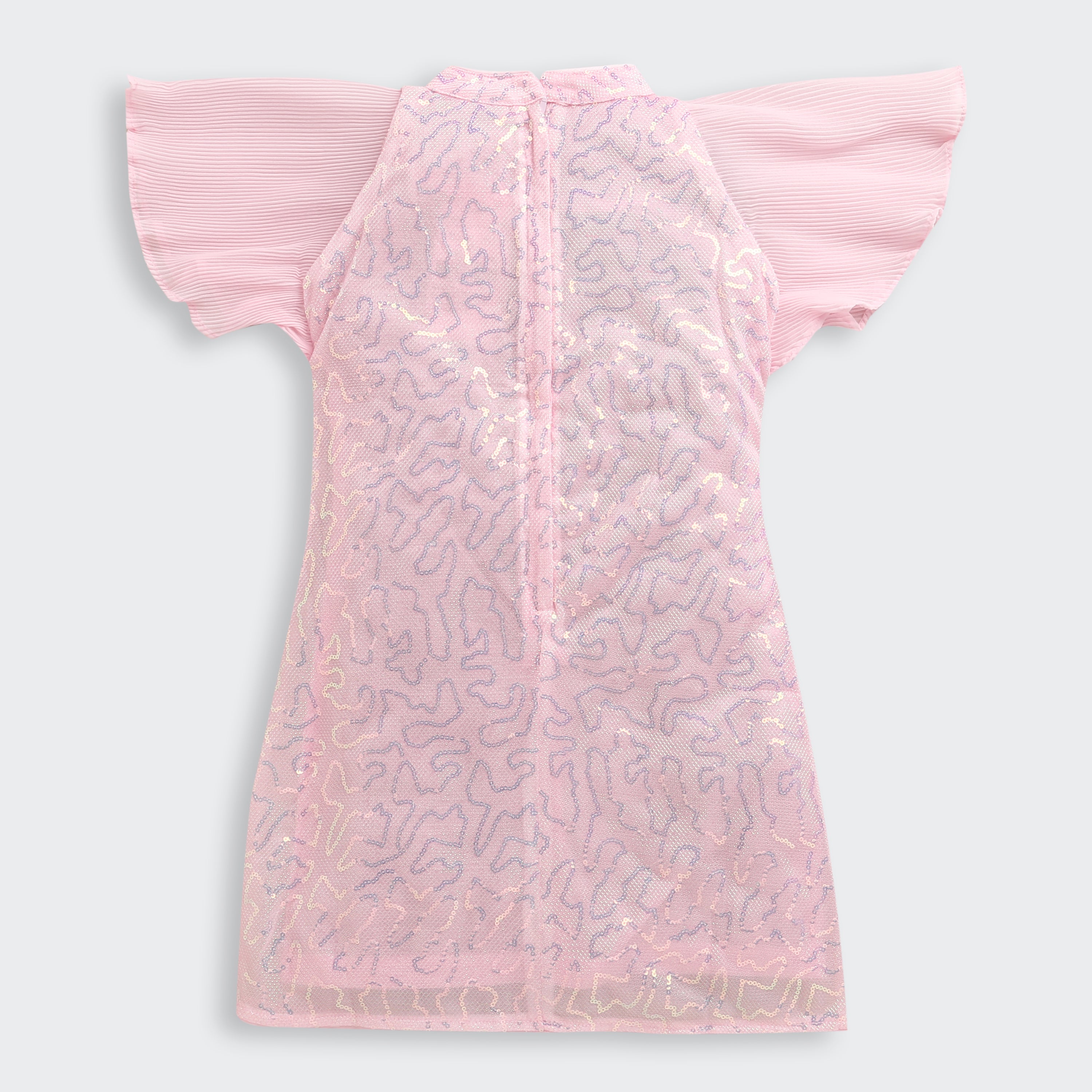 Girls Pink Party Half Sleeves Dress