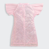 Girls Pink Party Half Sleeves Dress