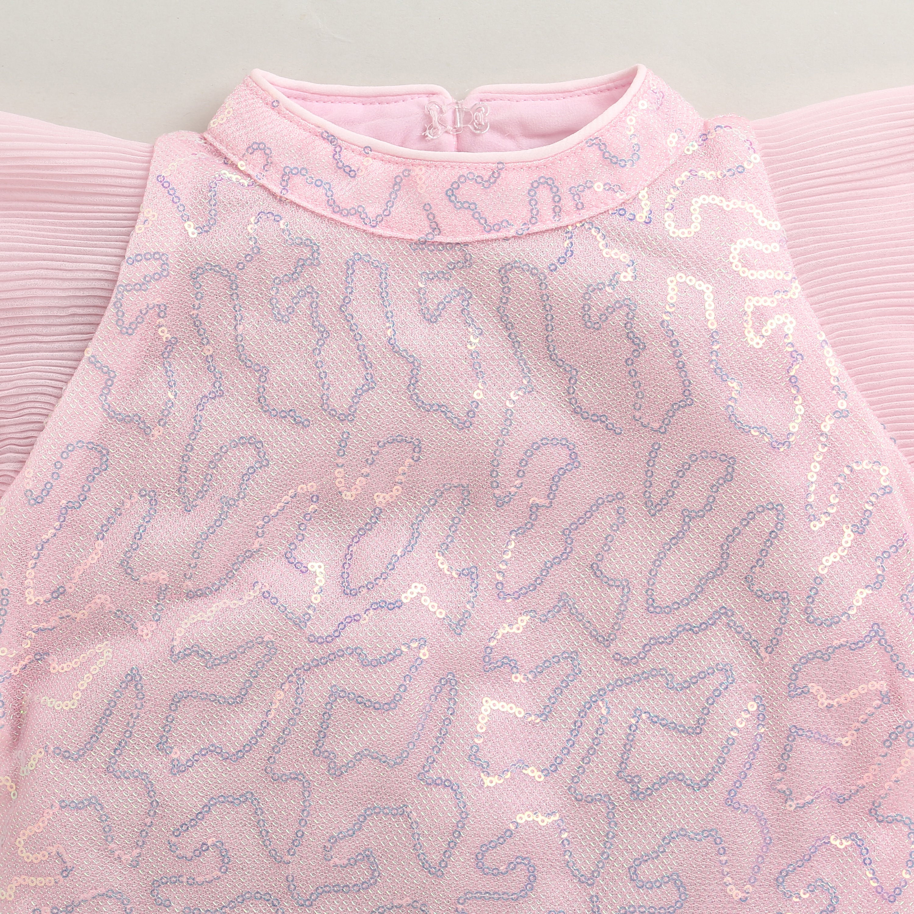 Girls Pink Party Half Sleeves Dress