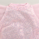 Girls Pink Party Half Sleeves Dress