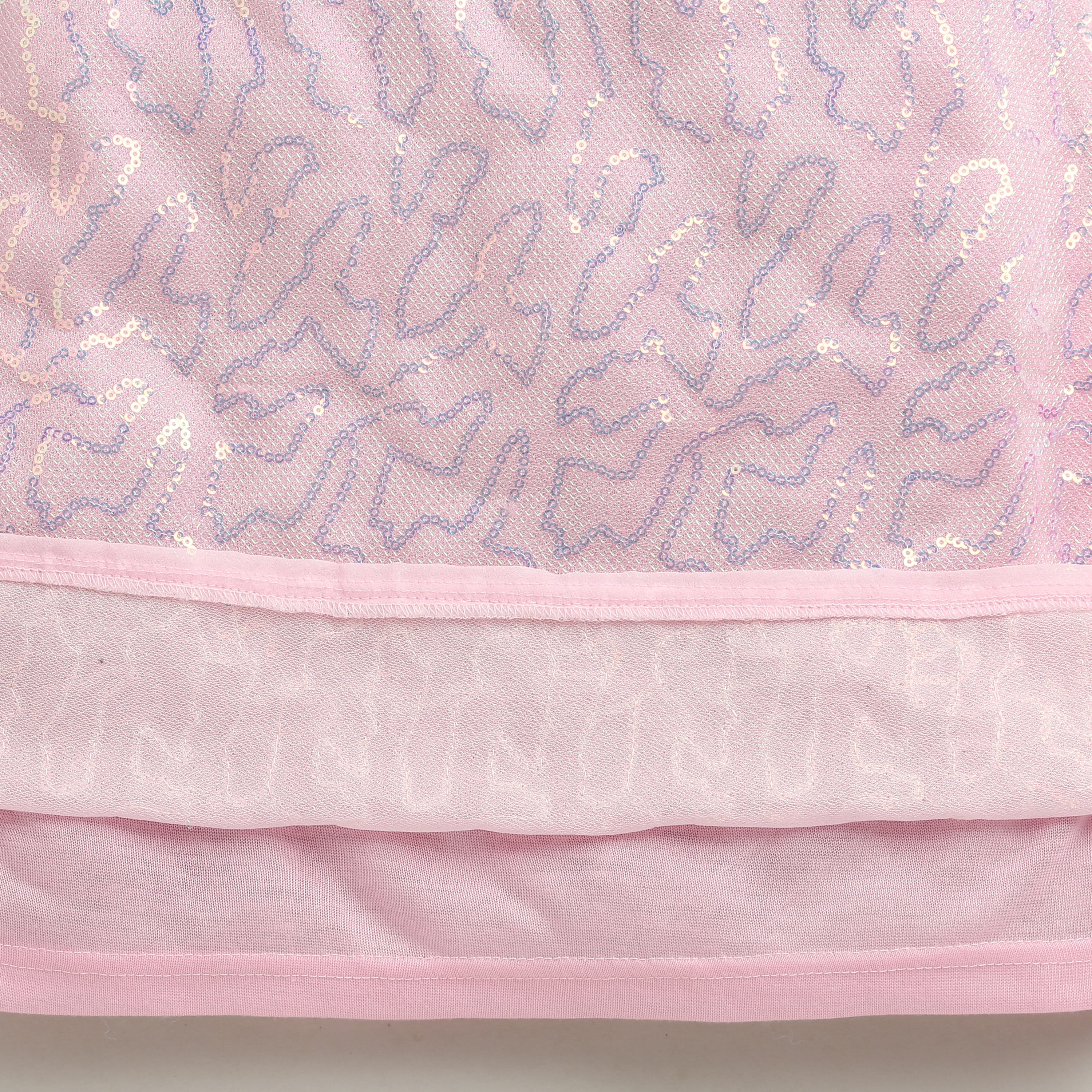 Girls Pink Party Half Sleeves Dress