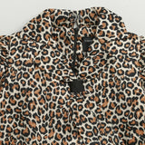 Girls Black Casual A-Line Full Sleeves Leopard Printed Dress