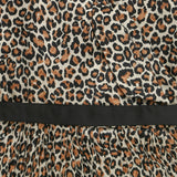 Girls Black Casual A-Line Full Sleeves Leopard Printed Dress