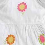 Girls White Casual Half Sleeves Dress