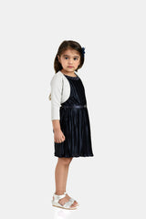 Girls Grey Party Wear Dress With Shrug & Belt