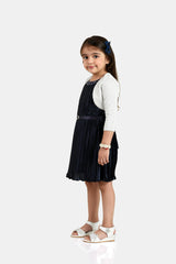 Girls Grey Party Wear Dress With Shrug & Belt