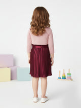 Girls Maroon Party Wear Dress Shrug Belt Scarf