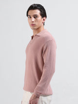 Men's Slim Fit Textured Polo Collar Tshirt