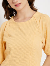 Women's Yellow Casual Regular Fit Solid Half Sleeves Top