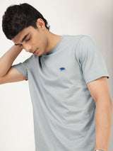 Men's Grey Casual Regular Fit Solid Half Sleeves Tshirt