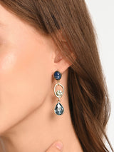 Women's Triple Gem Tear Drop Earrings