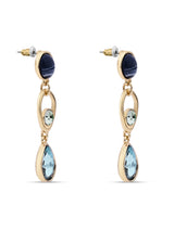 Women's Triple Gem Tear Drop Earrings