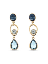 Women's Triple Gem Tear Drop Earrings