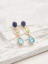 Women's Triple Gem Tear Drop Earrings