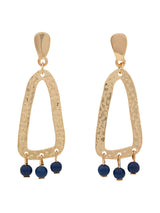 Women's Blue Triple Bead Oval Drop Earrings