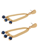 Women's Blue Triple Bead Oval Drop Earrings