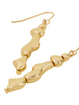 Women's Gold Wavey Molten Drop Earrings