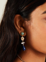 Women's Blue Eclectic Pearl Gem Drop Earrings