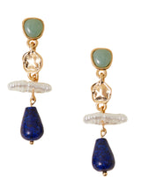 Women's Blue Eclectic Pearl Gem Drop Earrings