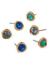 Women's Multi Organic Molten Studs Earrings - Set of 3