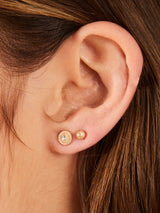 Women's Moon Gem Stud Earrings - Set of 3