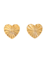 Women's Gold Textured Heart Stud Earrings