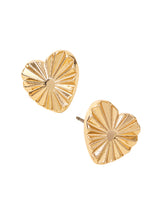 Women's Gold Textured Heart Stud Earrings