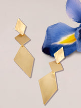 Women's Gold Brushed Diamond Drop Earrings