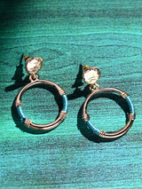 Women's Gold Thread Detail Doorknocker Earrings