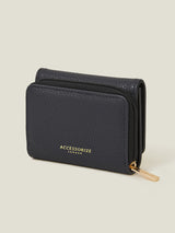 Women's Navy Casual Solid Three Fold Wallet