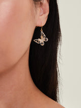 Women's Gold Butterfly Pave Drop Earrings