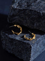 Women's Gold Small Leaf Hoop Earrings